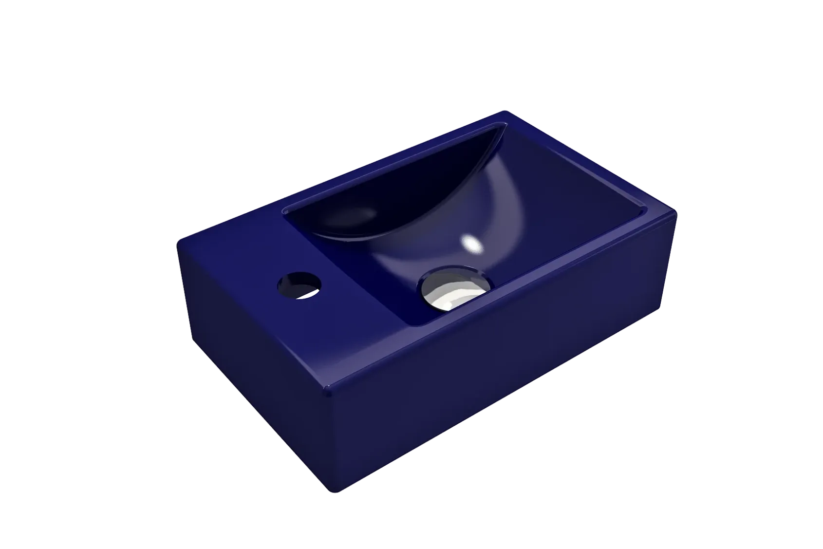 BOCCHI Milano Small 15" Rectangle Wallmount Fireclay Bathroom Sink, Sapphire Blue, Single Faucet Hole, 1418-010-0126