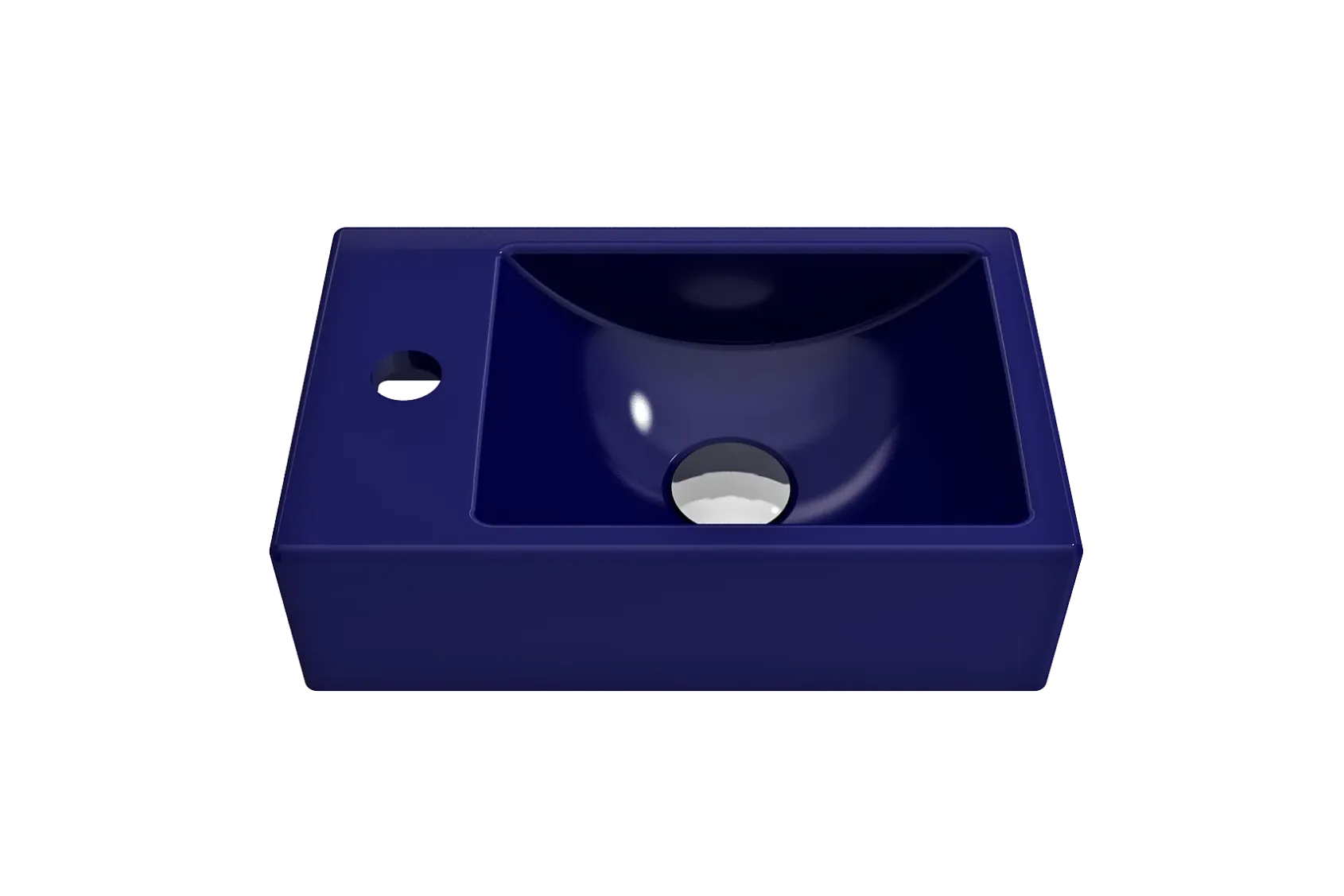 BOCCHI Milano Small 15" Rectangle Wallmount Fireclay Bathroom Sink, Sapphire Blue, Single Faucet Hole, 1418-010-0126
