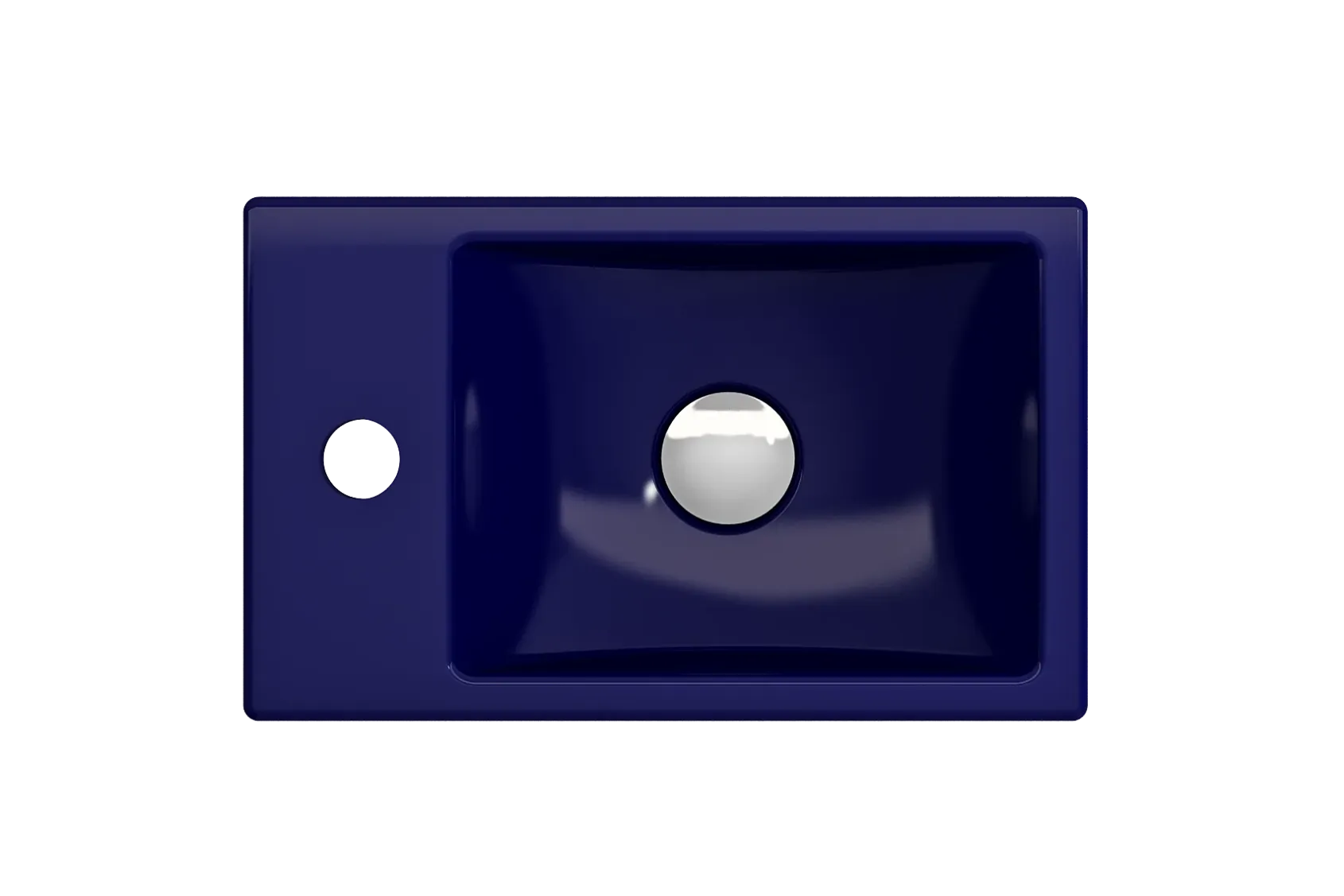 BOCCHI Milano Small 15" Rectangle Wallmount Fireclay Bathroom Sink, Sapphire Blue, Single Faucet Hole, 1418-010-0126