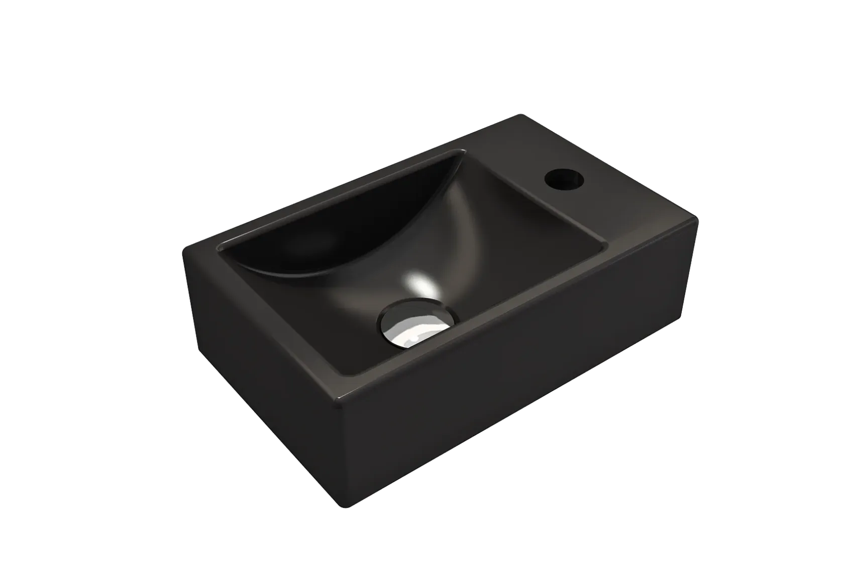 BOCCHI Milano Small 15" Rectangle Wallmount Fireclay Bathroom Sink, Matte Black, Single Faucet Hole, 1419-004-0126