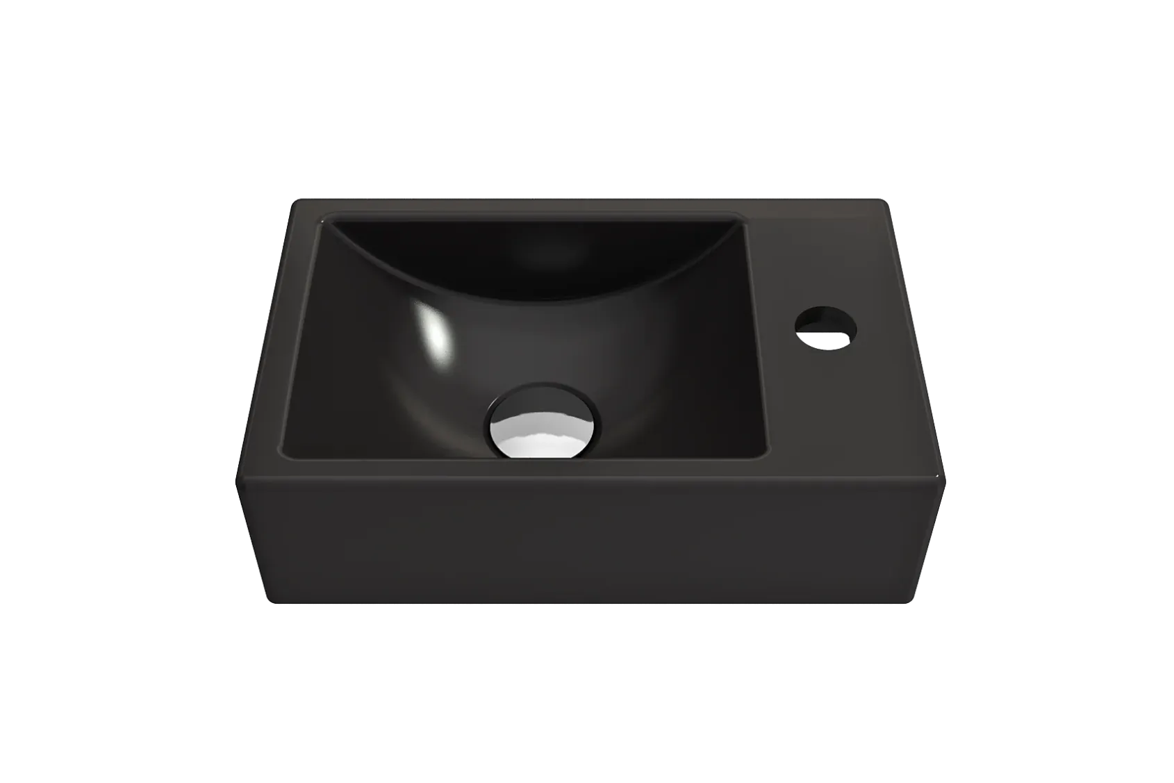 BOCCHI Milano Small 15" Rectangle Wallmount Fireclay Bathroom Sink, Matte Black, Single Faucet Hole, 1419-004-0126