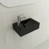 BOCCHI Milano Small 15" Rectangle Wallmount Fireclay Bathroom Sink, Black, Single Faucet Hole, 1418-005-0126