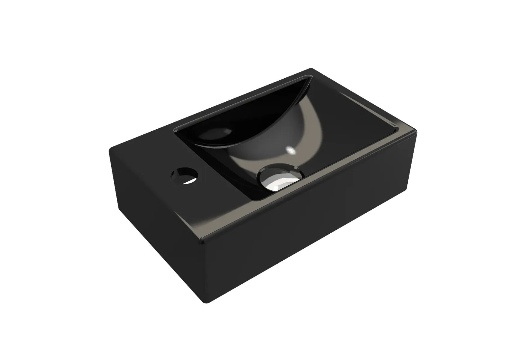 BOCCHI Milano Small 15" Rectangle Wallmount Fireclay Bathroom Sink, Black, Single Faucet Hole, 1418-005-0126