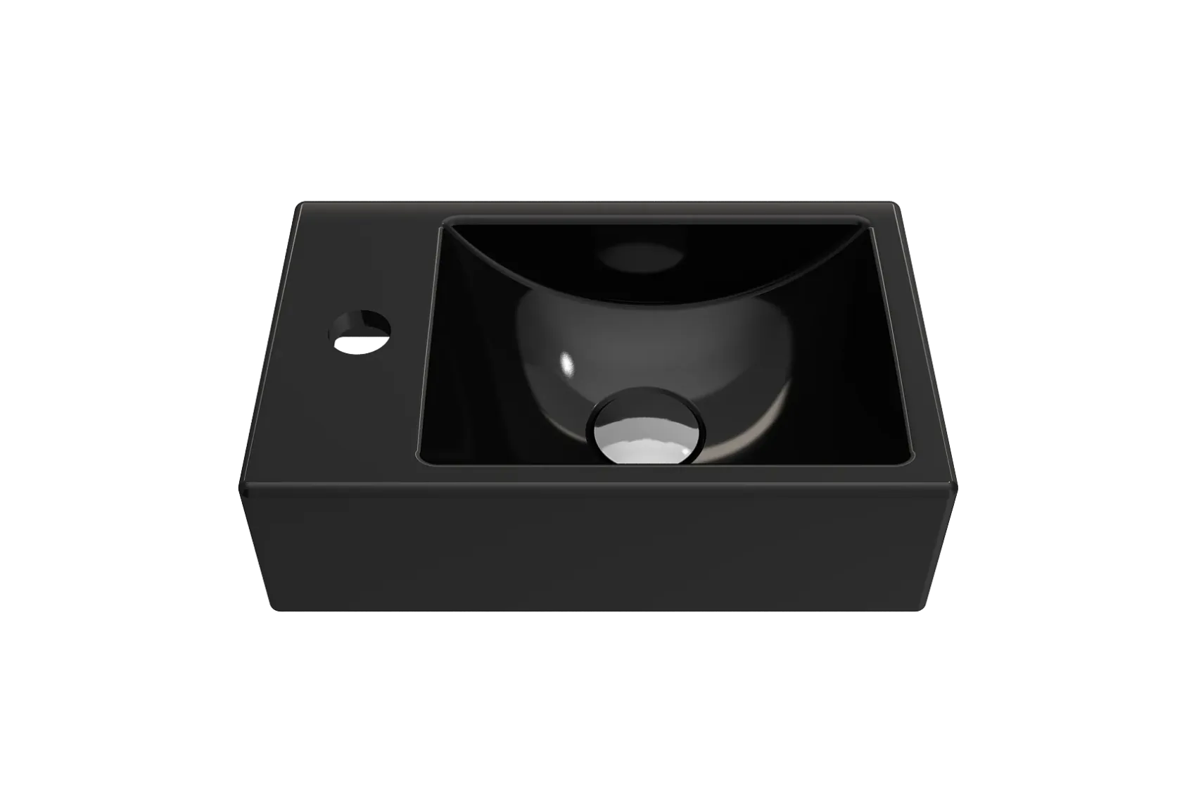BOCCHI Milano Small 15" Rectangle Wallmount Fireclay Bathroom Sink, Black, Single Faucet Hole, 1418-005-0126