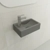 BOCCHI Milano Small 15" Rectangle Wallmount Fireclay Bathroom Sink, Matte Gray, Single Faucet Hole, 1418-006-0126
