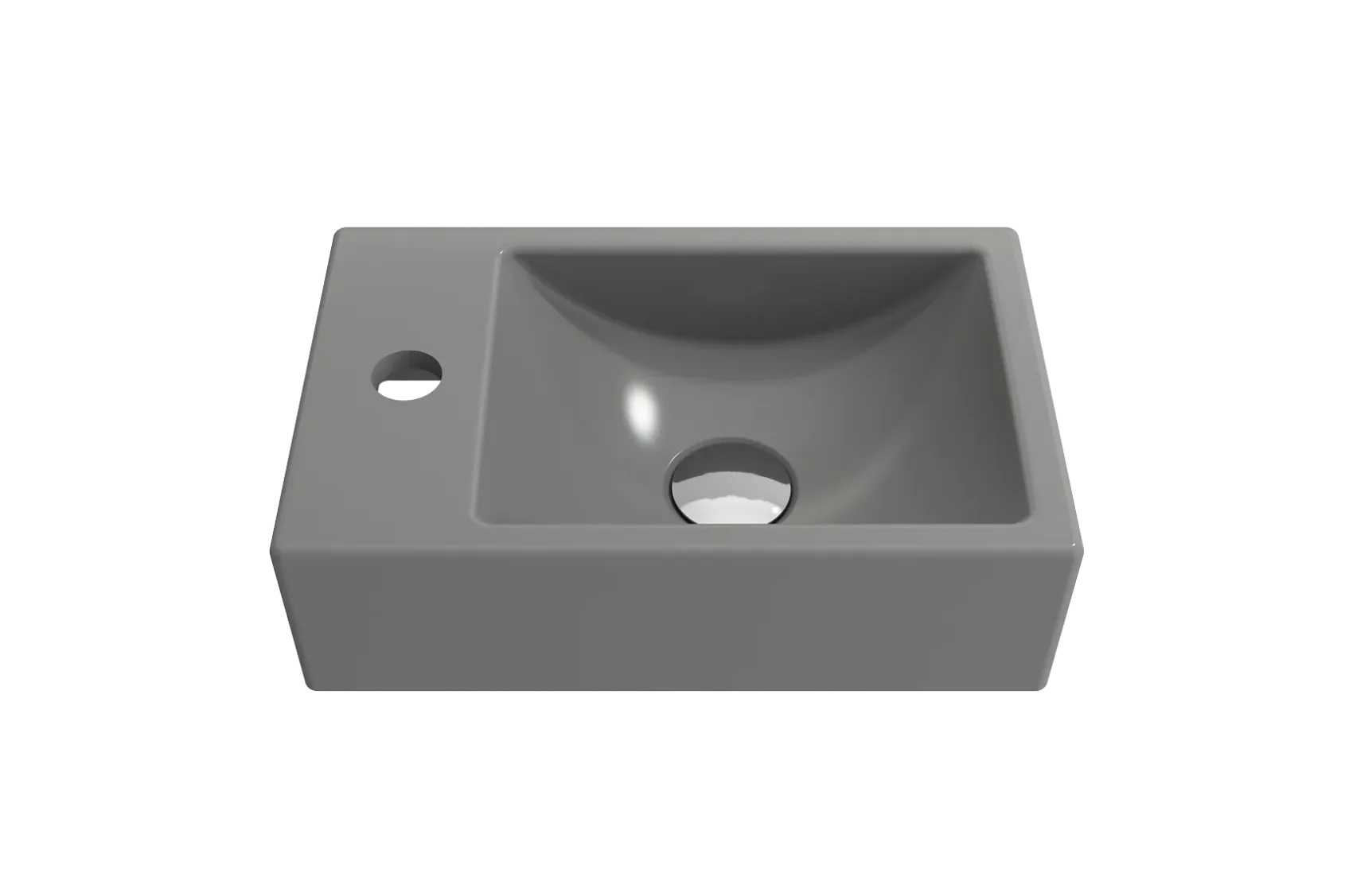 BOCCHI Milano Small 15" Rectangle Wallmount Fireclay Bathroom Sink, Matte Gray, Single Faucet Hole, 1418-006-0126