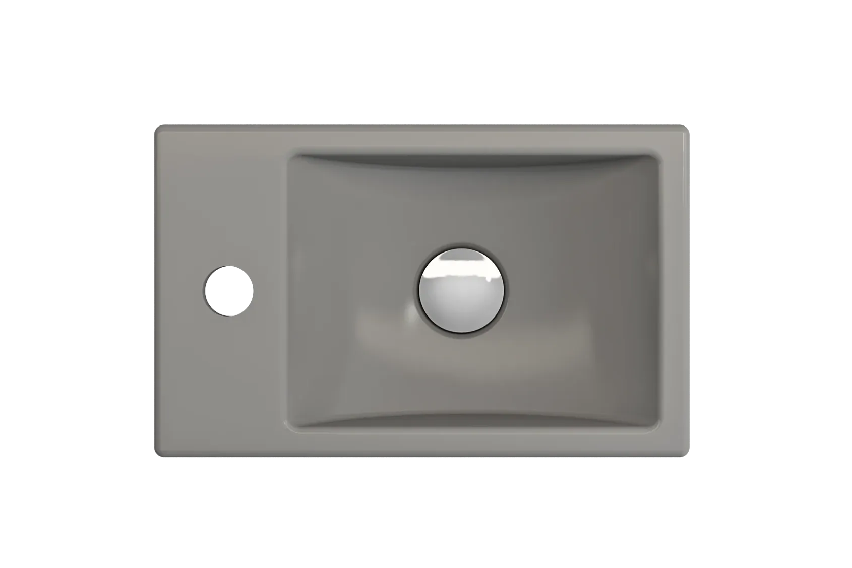 BOCCHI Milano Small 15" Rectangle Wallmount Fireclay Bathroom Sink, Matte Gray, Single Faucet Hole, 1418-006-0126