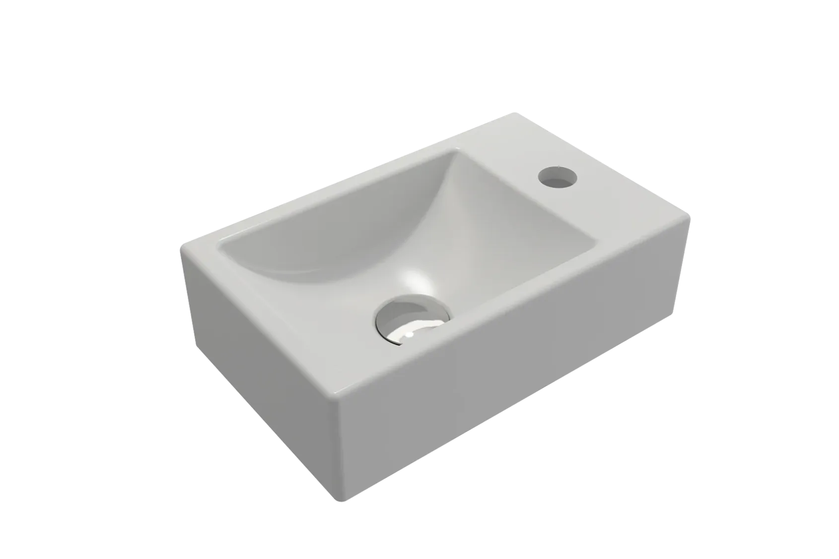 BOCCHI Milano Small 15" Rectangle Wallmount Fireclay Bathroom Sink, Matte White, Single Faucet Hole, 1419-002-0126