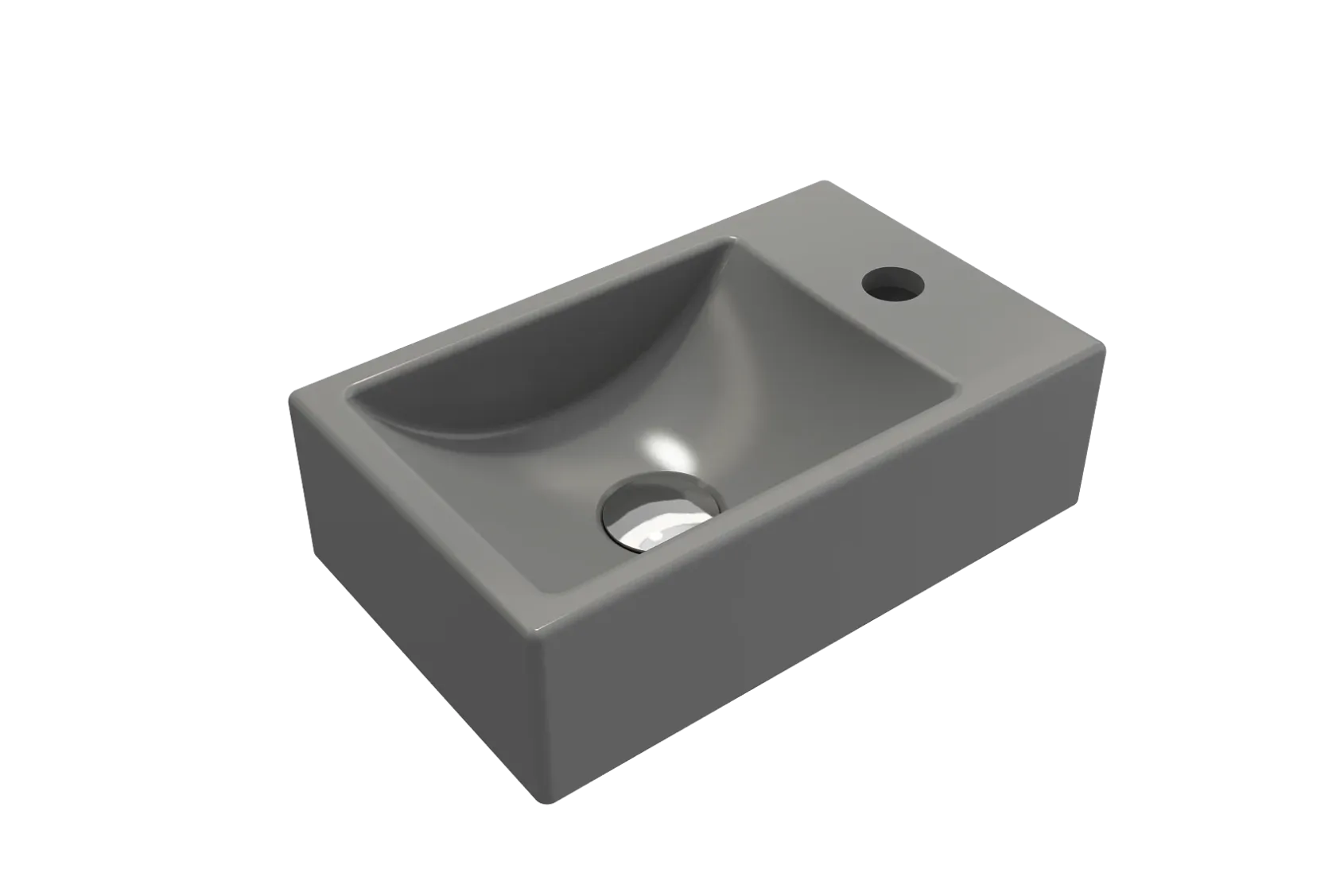 BOCCHI Milano Small 15" Rectangle Wallmount Fireclay Bathroom Sink, Matte Gray, Single Faucet Hole, 1419-006-0126