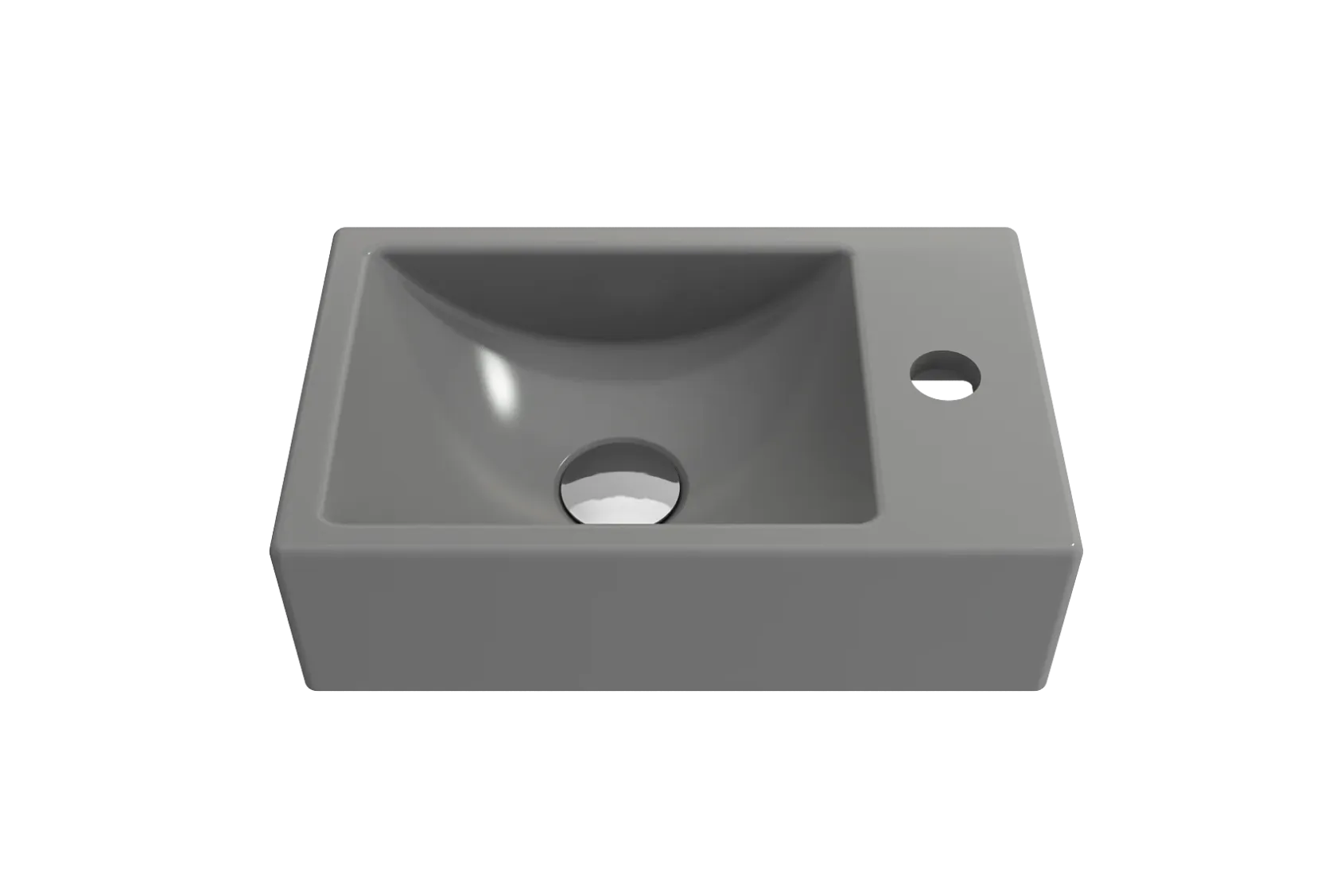 BOCCHI Milano Small 15" Rectangle Wallmount Fireclay Bathroom Sink, Matte Gray, Single Faucet Hole, 1419-006-0126