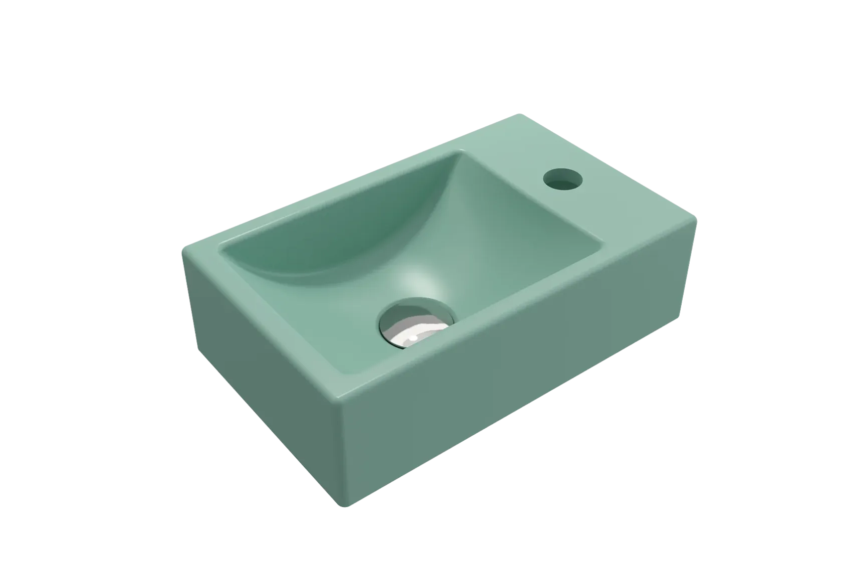 BOCCHI Milano Small 15" Rectangle Wallmount Fireclay Bathroom Sink, Matte Mint Green, Single Faucet Hole, 1419-033-0126