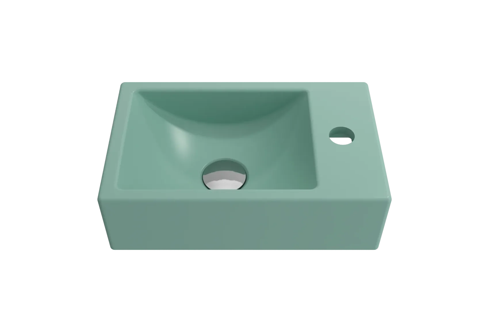 BOCCHI Milano Small 15" Rectangle Wallmount Fireclay Bathroom Sink, Matte Mint Green, Single Faucet Hole, 1419-033-0126