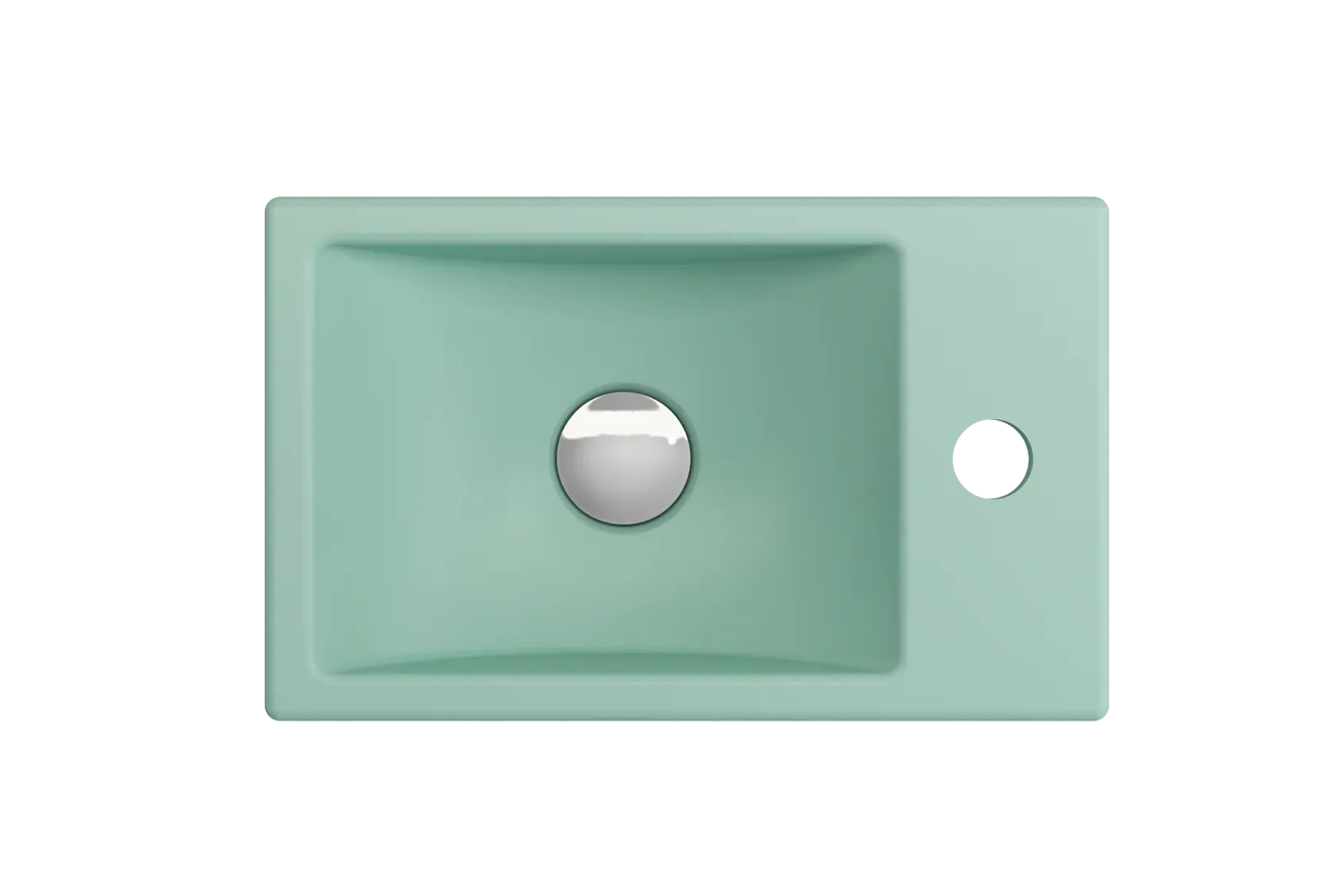 BOCCHI Milano Small 15" Rectangle Wallmount Fireclay Bathroom Sink, Matte Mint Green, Single Faucet Hole, 1419-033-0126