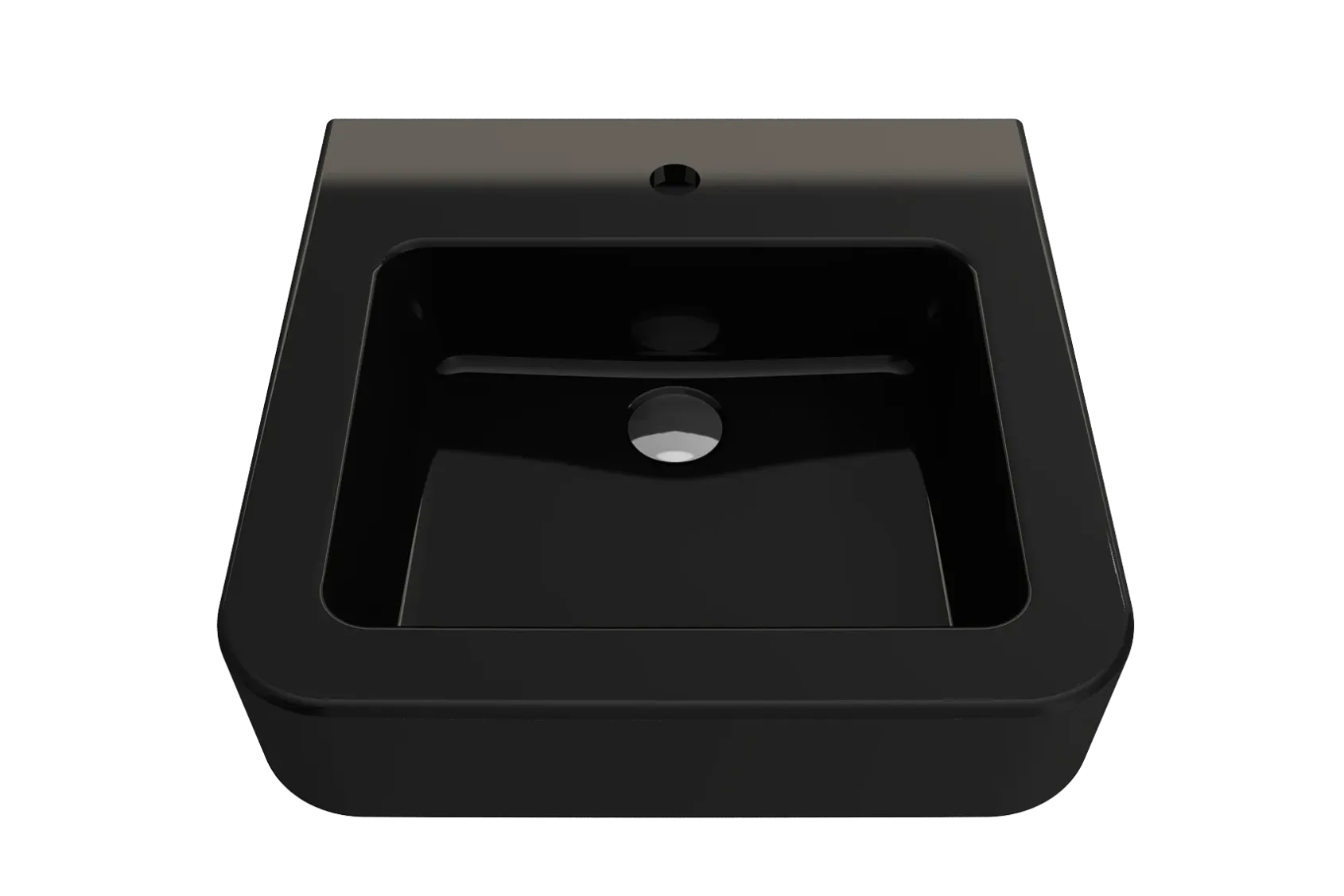BOCCHI Parma 20" Rectangle Wallmount Fireclay Bathroom Sink, Black, Single Faucet Hole, 1122-005-0126