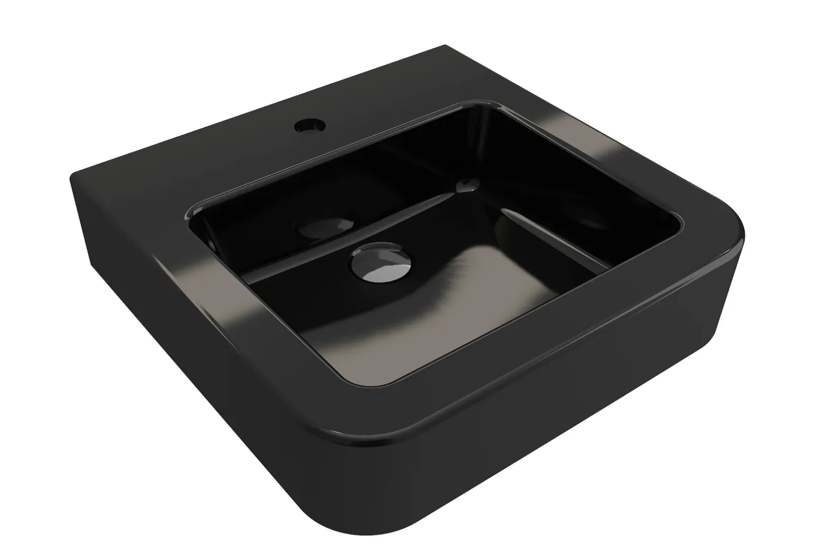 BOCCHI Parma 20" Rectangle Wallmount Fireclay Bathroom Sink, Black, Single Faucet Hole, 1122-005-0126