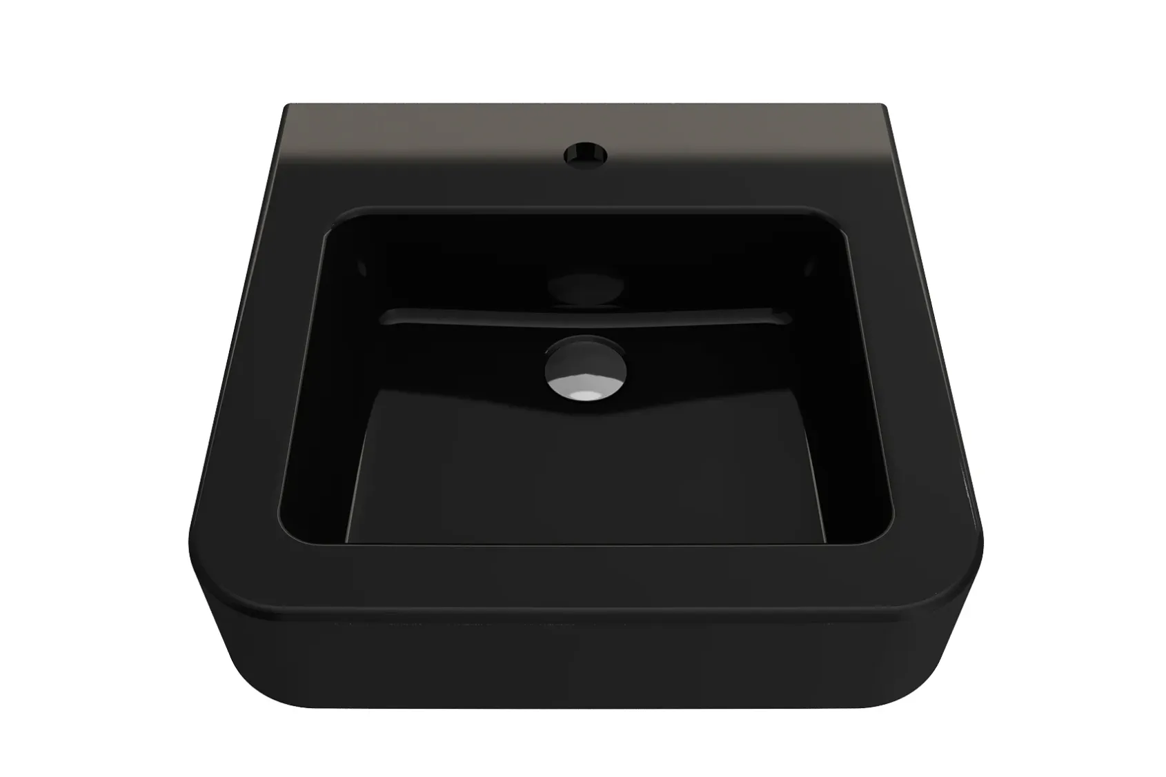 BOCCHI Parma 20" Rectangle Wallmount Fireclay Bathroom Sink, Black, Single Faucet Hole, 1122-005-0126