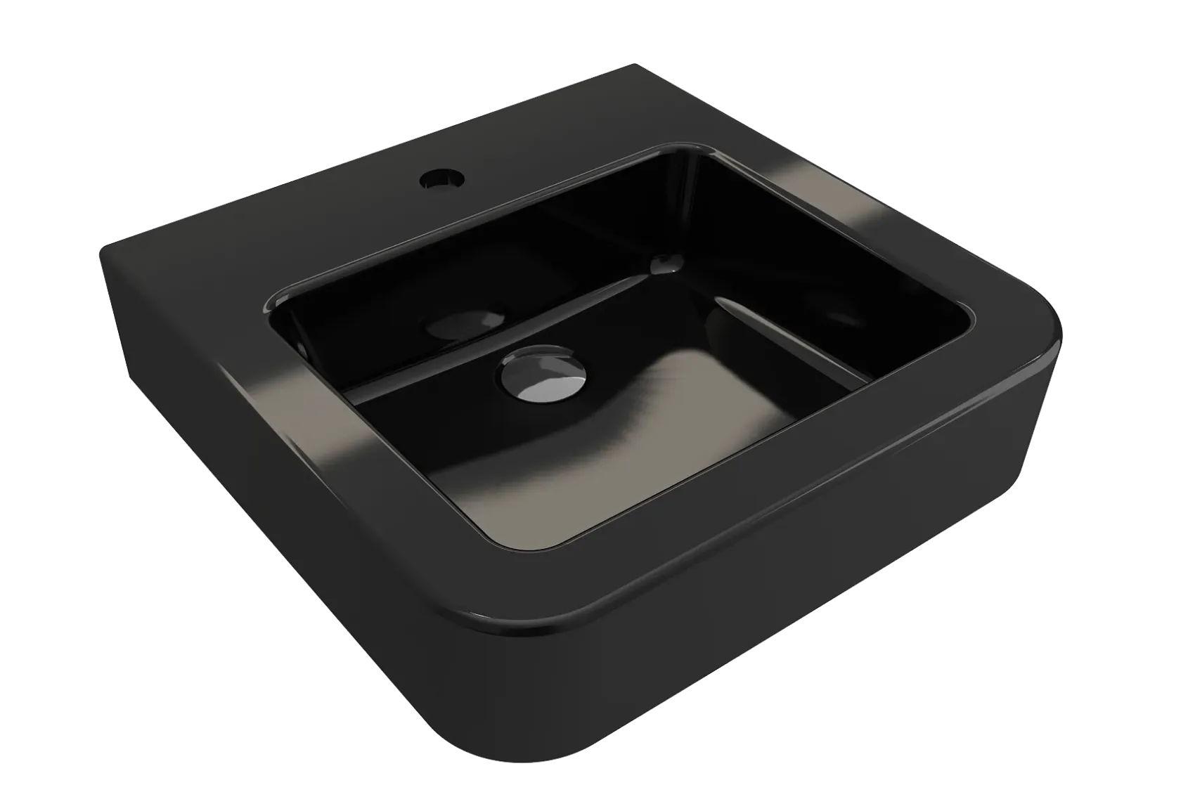 BOCCHI Parma 20" Rectangle Wallmount Fireclay Bathroom Sink, Black, Single Faucet Hole, 1122-005-0126
