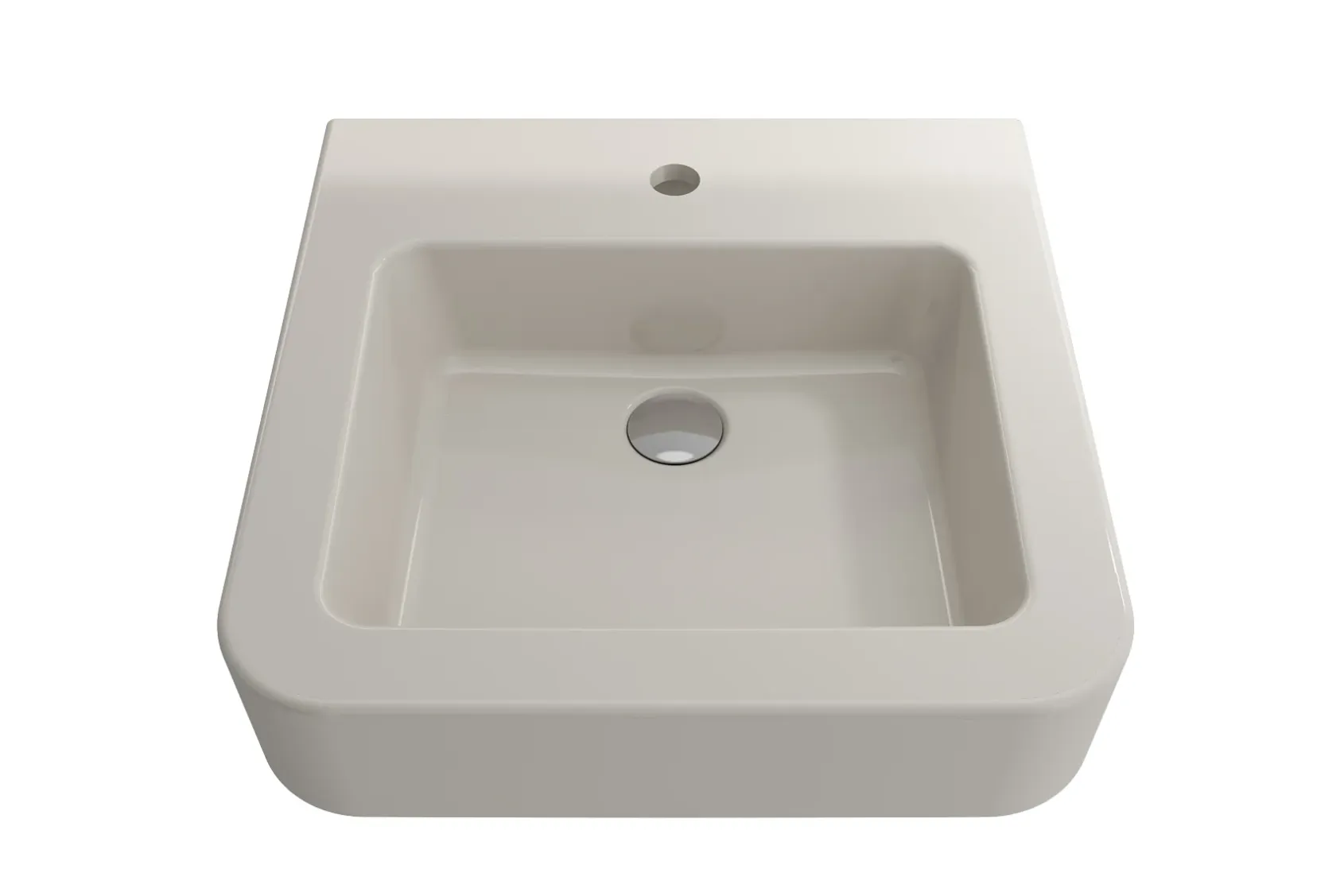 BOCCHI Parma 20" Rectangle Wallmount Fireclay Bathroom Sink, Biscuit, Single Faucet Hole, 1122-014-0126