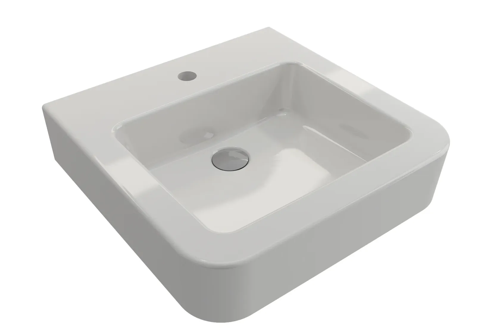 BOCCHI Parma 20" Rectangle Wallmount Fireclay Bathroom Sink, Biscuit, Single Faucet Hole, 1122-014-0126