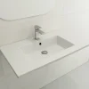 BOCCHI Ravenna 32" Rectangle Wallmount Fireclay Bathroom Sink, Matte White, 3 Faucet Hole, 1113-002-0127