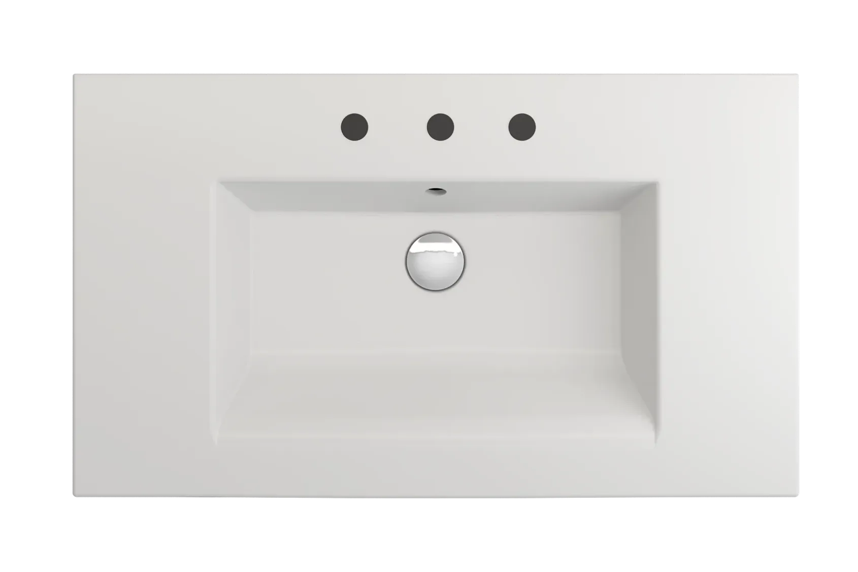BOCCHI Ravenna 32" Rectangle Wallmount Fireclay Bathroom Sink, Matte White, 3 Faucet Hole, 1113-002-0127