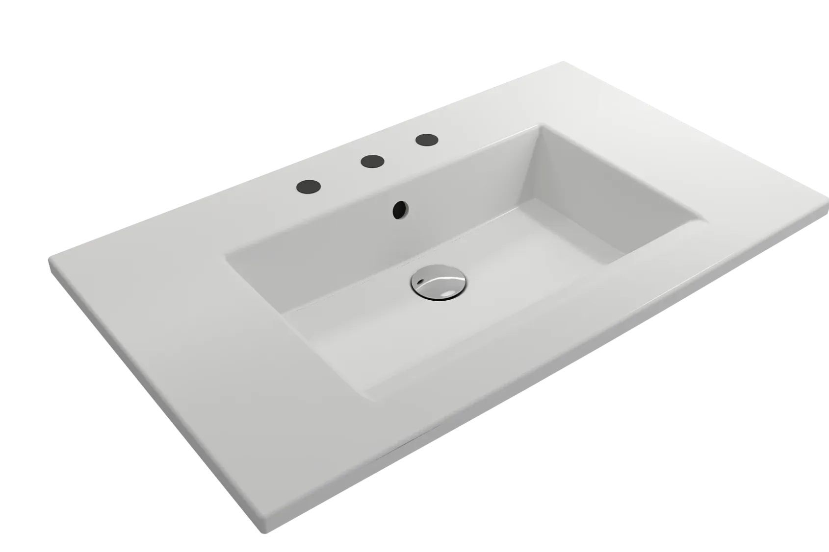 BOCCHI Ravenna 32" Rectangle Wallmount Fireclay Bathroom Sink, Matte White, 3 Faucet Hole, 1113-002-0127