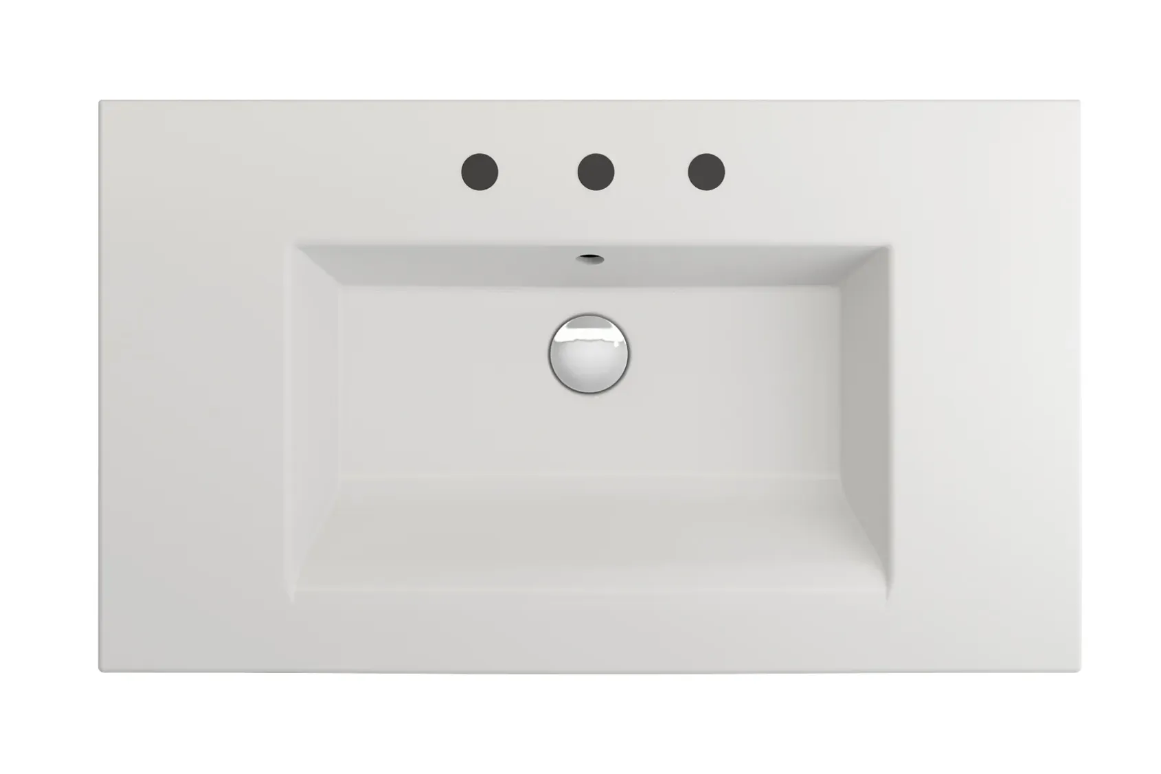BOCCHI Ravenna 32" Rectangle Wallmount Fireclay Bathroom Sink, Matte White, 3 Faucet Hole, 1113-002-0127