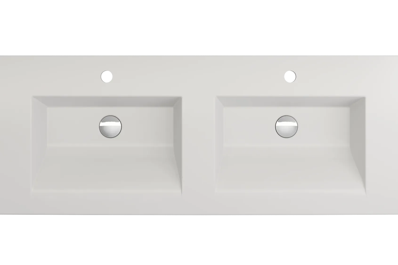 BOCCHI Ravenna 48" Rectangle Wallmount Fireclay Bathroom Sink, Double Basin, Matte White, Single Faucet Hole, 1111-002-0132