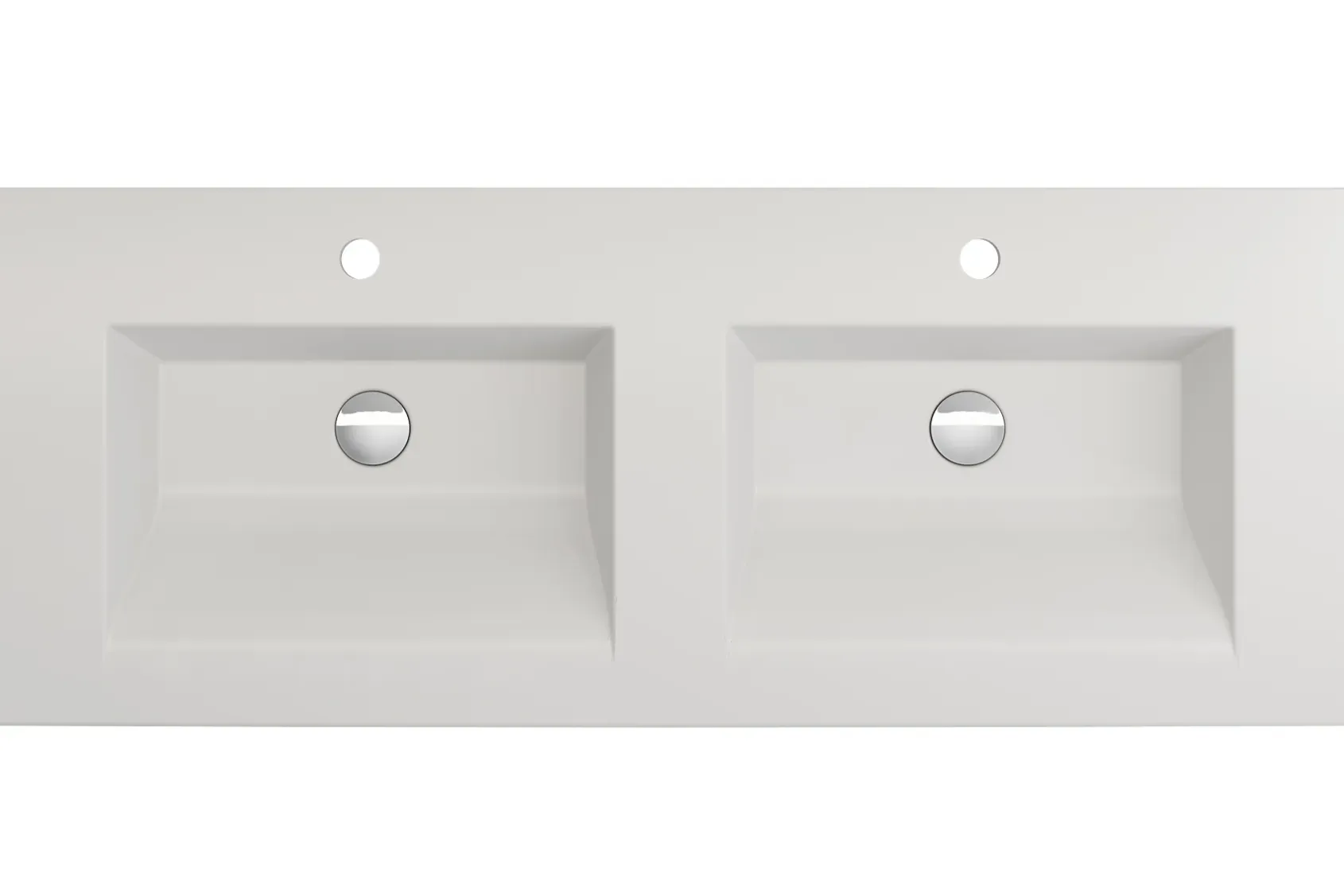 BOCCHI Ravenna 48" Rectangle Wallmount Fireclay Bathroom Sink, Double Basin, Matte White, Single Faucet Hole, 1111-002-0132