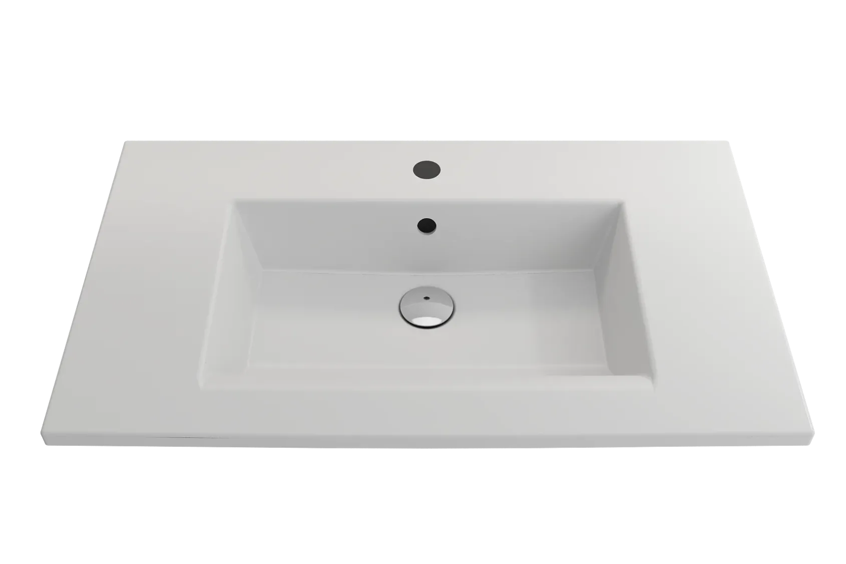 BOCCHI Ravenna 32" Rectangle Wallmount Fireclay Bathroom Sink, Matte White, Single Faucet Hole, 1113-002-0126