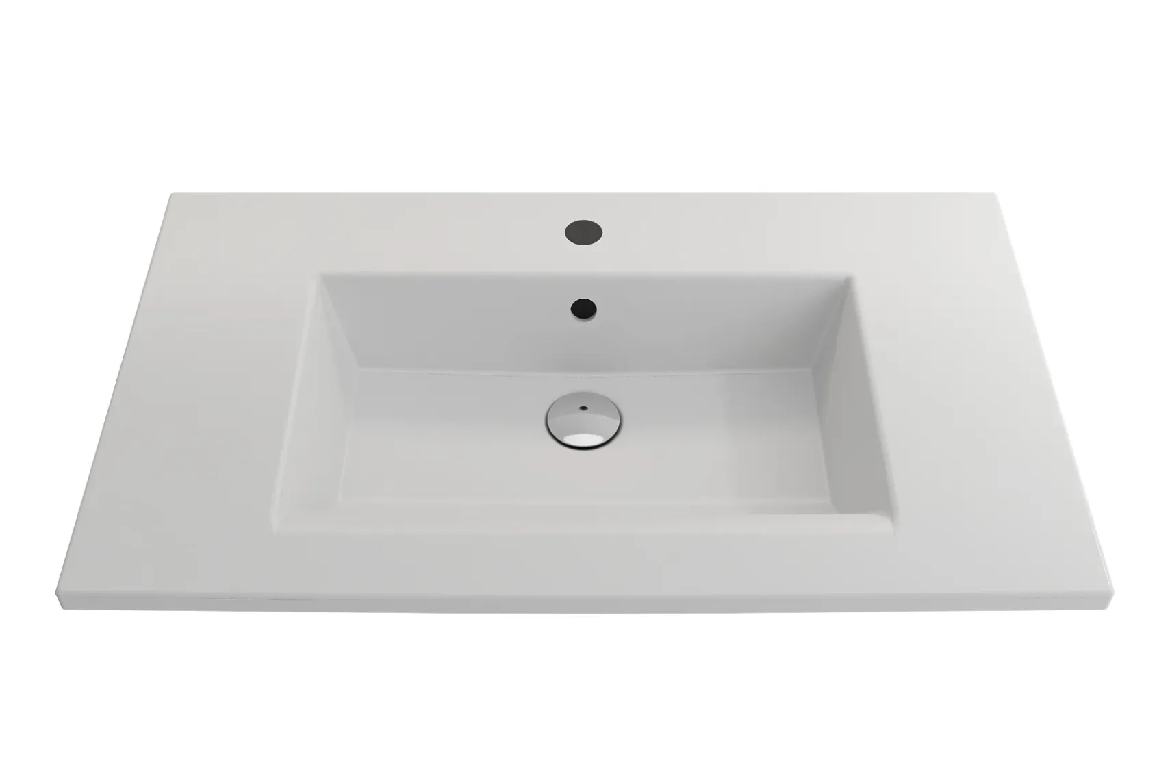 BOCCHI Ravenna 32" Rectangle Wallmount Fireclay Bathroom Sink, Matte White, Single Faucet Hole, 1113-002-0126