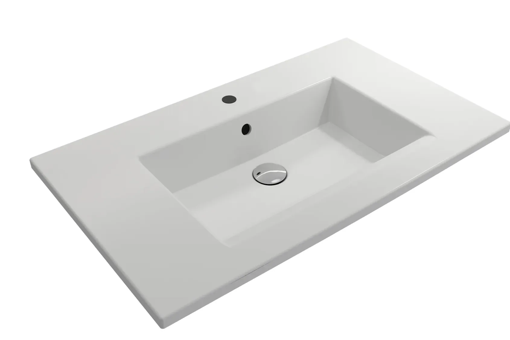 BOCCHI Ravenna 32" Rectangle Wallmount Fireclay Bathroom Sink, Matte White, Single Faucet Hole, 1113-002-0126