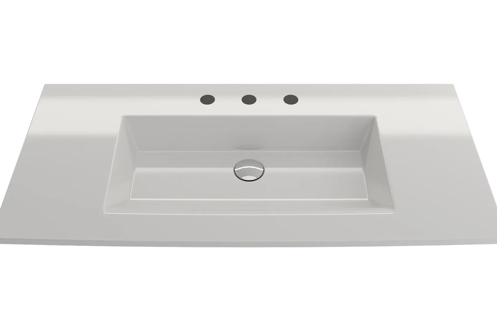 BOCCHI Ravenna 41" Rectangle Wallmount Fireclay Bathroom Sink, White, 3 Faucet Hole, 1105-001-0127
