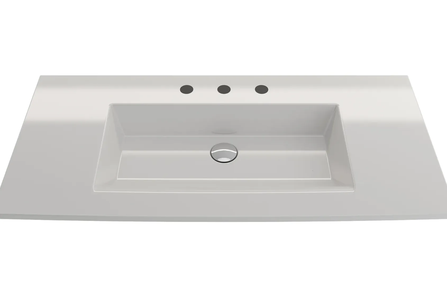 BOCCHI Ravenna 41" Rectangle Wallmount Fireclay Bathroom Sink, White, 3 Faucet Hole, 1105-001-0127