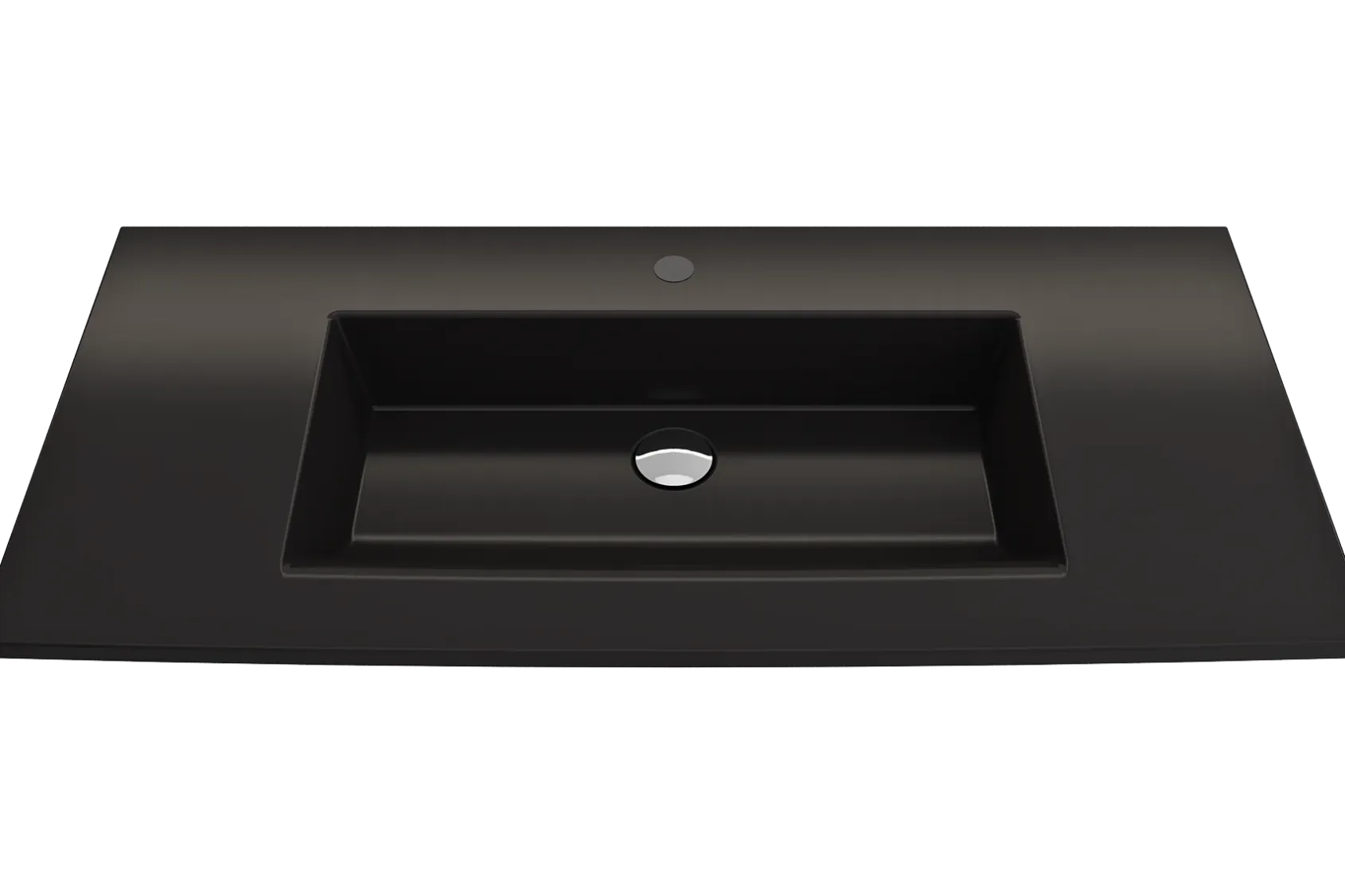 BOCCHI Ravenna 41" Rectangle Wallmount Fireclay Bathroom Sink, Matte Black, Single Faucet Hole, 1105-004-0126