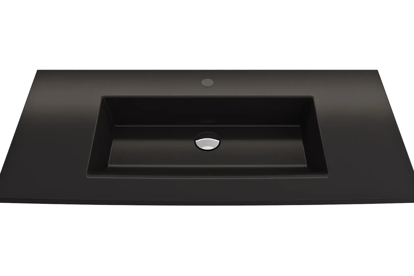 BOCCHI Ravenna 41" Rectangle Wallmount Fireclay Bathroom Sink, Matte Black, Single Faucet Hole, 1105-004-0126