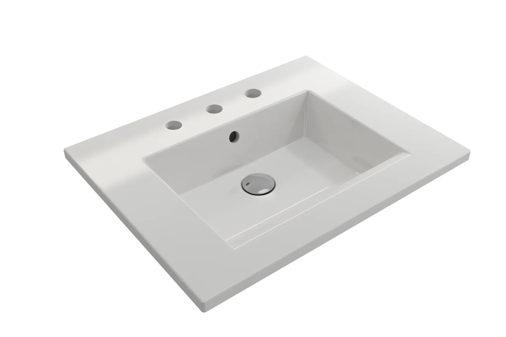BOCCHI Ravenna 25" Rectangle Wallmount Fireclay Bathroom Sink, White, 3 Faucet Hole, 1161-001-0127