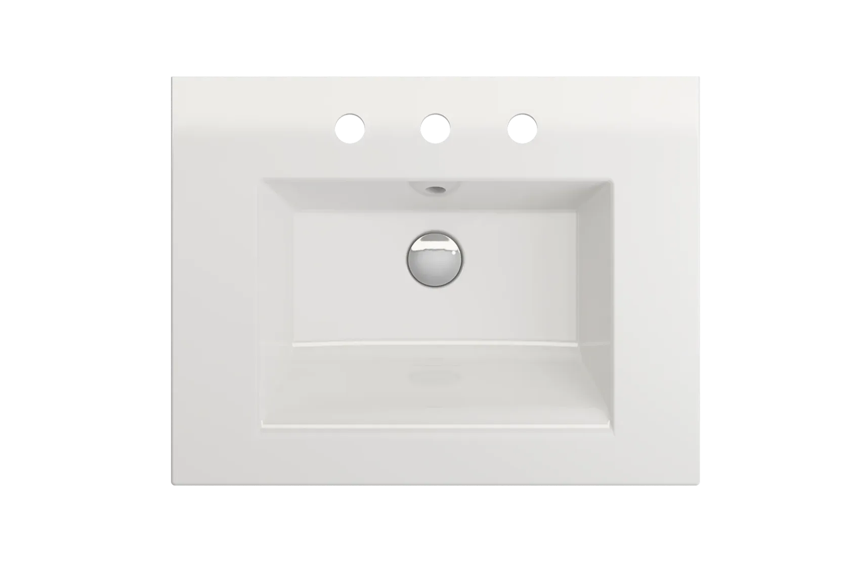 BOCCHI Ravenna 25" Rectangle Wallmount Fireclay Bathroom Sink, White, 3 Faucet Hole, 1161-001-0127