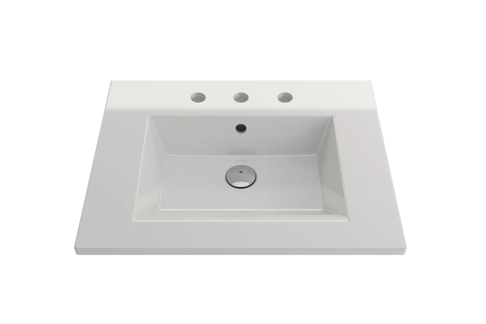 BOCCHI Ravenna 25" Rectangle Wallmount Fireclay Bathroom Sink, White, 3 Faucet Hole, 1161-001-0127