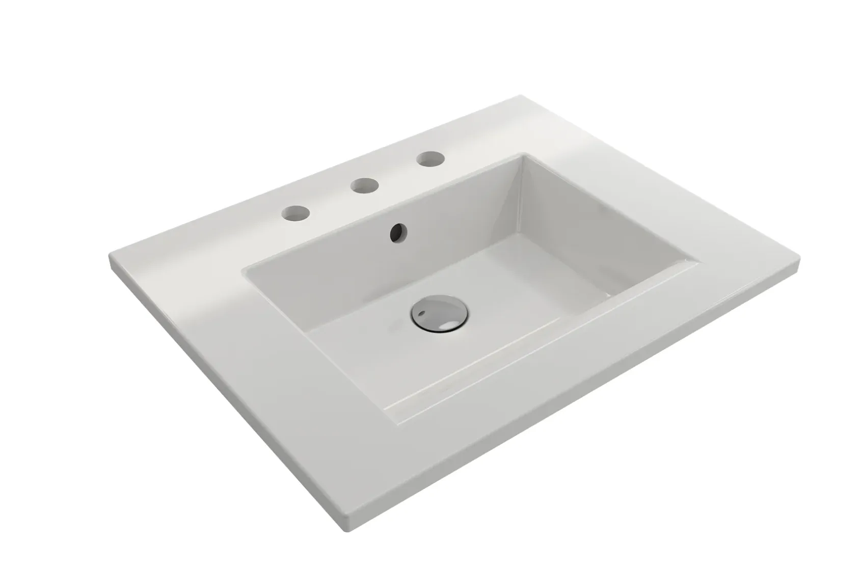 BOCCHI Ravenna 25" Rectangle Wallmount Fireclay Bathroom Sink, White, 3 Faucet Hole, 1161-001-0127