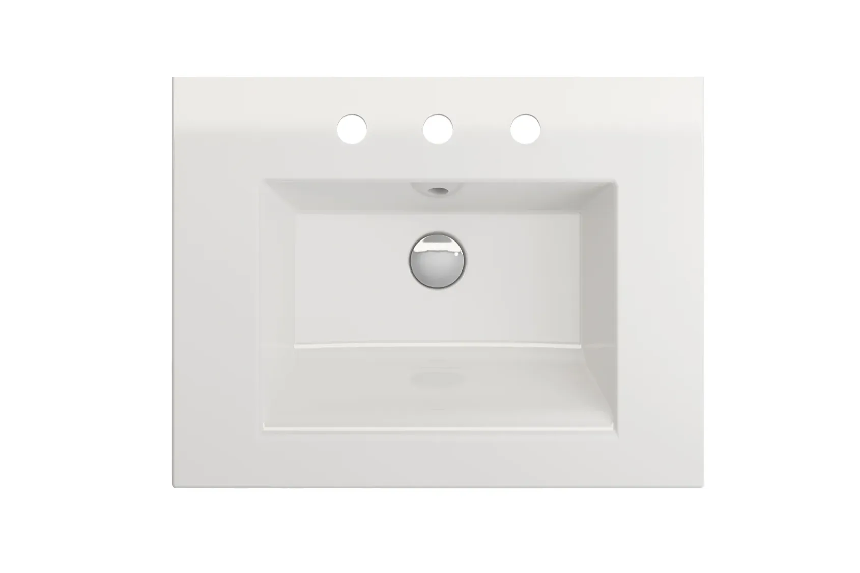 BOCCHI Ravenna 25" Rectangle Wallmount Fireclay Bathroom Sink, White, 3 Faucet Hole, 1161-001-0127
