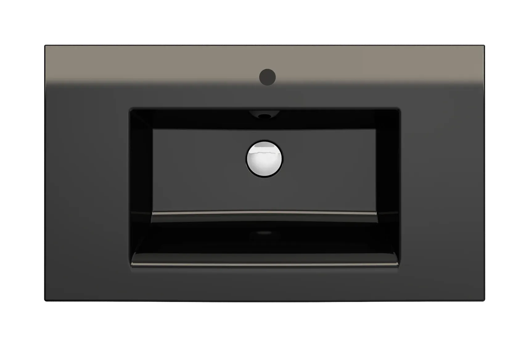 BOCCHI Ravenna 32" Rectangle Wallmount Fireclay Bathroom Sink, Black, Single Faucet Hole, 1113-005-0126