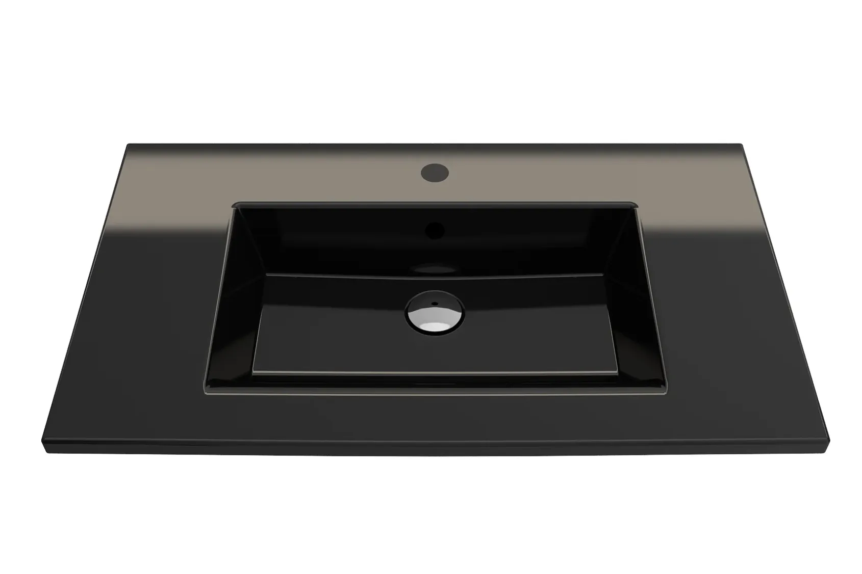BOCCHI Ravenna 32" Rectangle Wallmount Fireclay Bathroom Sink, Black, Single Faucet Hole, 1113-005-0126