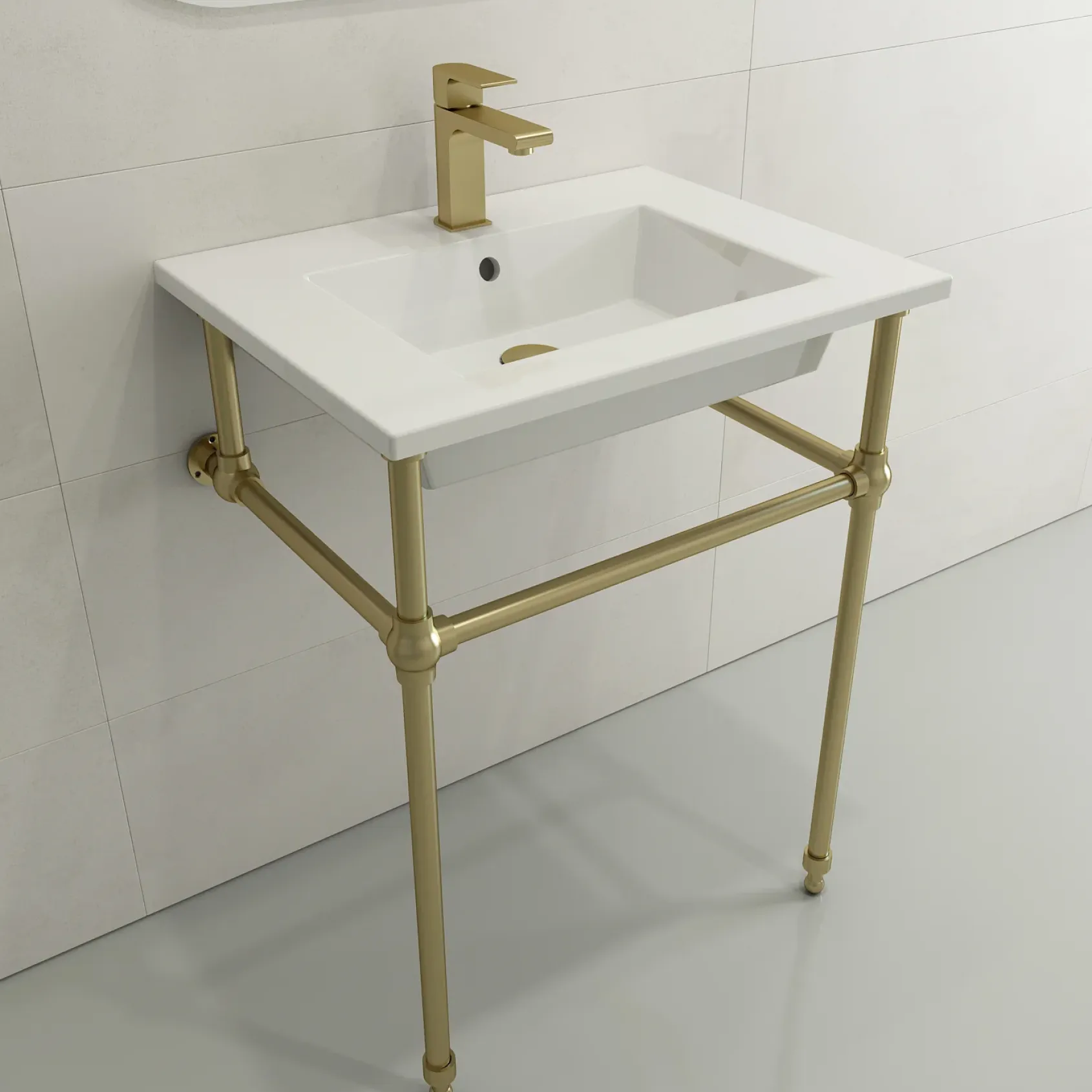 BOCCHI Ravenna 25" Rectangle Wallmount Fireclay Bathroom Sink, White, Single Faucet Hole, 1161-001-0126