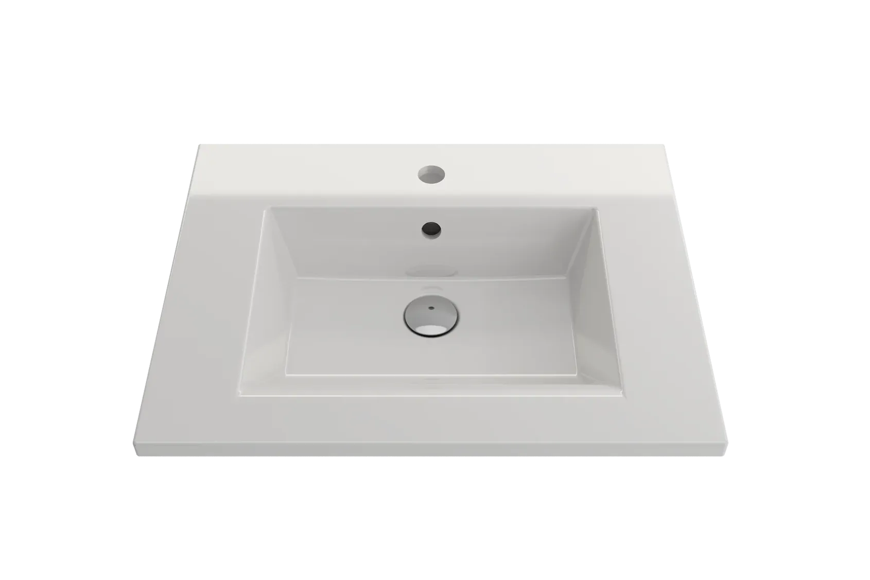 BOCCHI Ravenna 25" Rectangle Wallmount Fireclay Bathroom Sink, White, Single Faucet Hole, 1161-001-0126