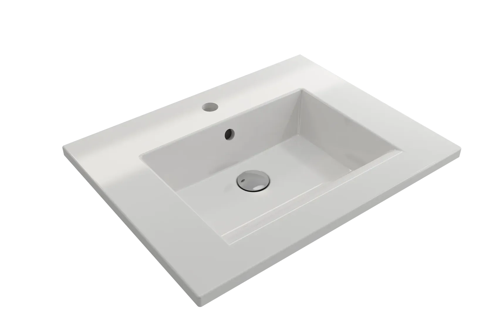 BOCCHI Ravenna 25" Rectangle Wallmount Fireclay Bathroom Sink, White, Single Faucet Hole, 1161-001-0126