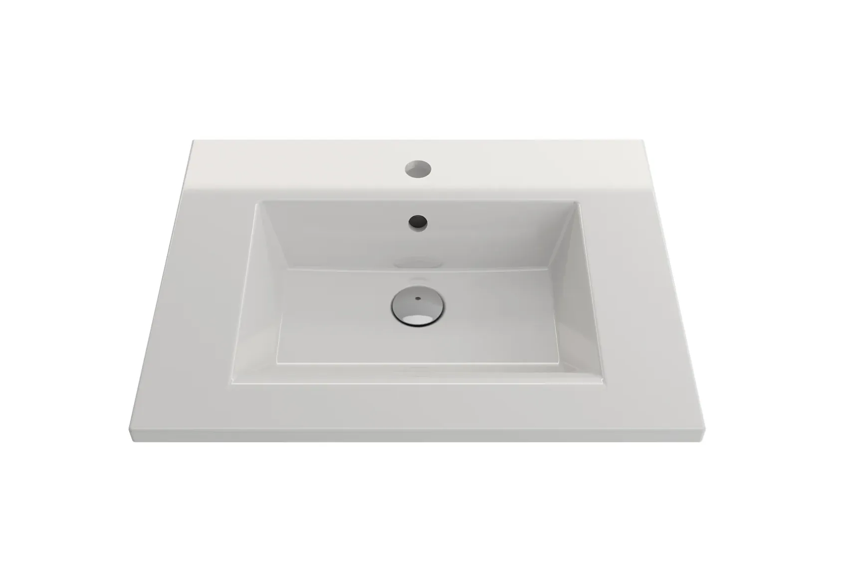 BOCCHI Ravenna 25" Rectangle Wallmount Fireclay Bathroom Sink, White, Single Faucet Hole, 1161-001-0126