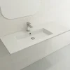 BOCCHI Ravenna 48" Rectangle Wallmount Fireclay Bathroom Sink, Matte White, Single Faucet Hole, 1305-002-0126