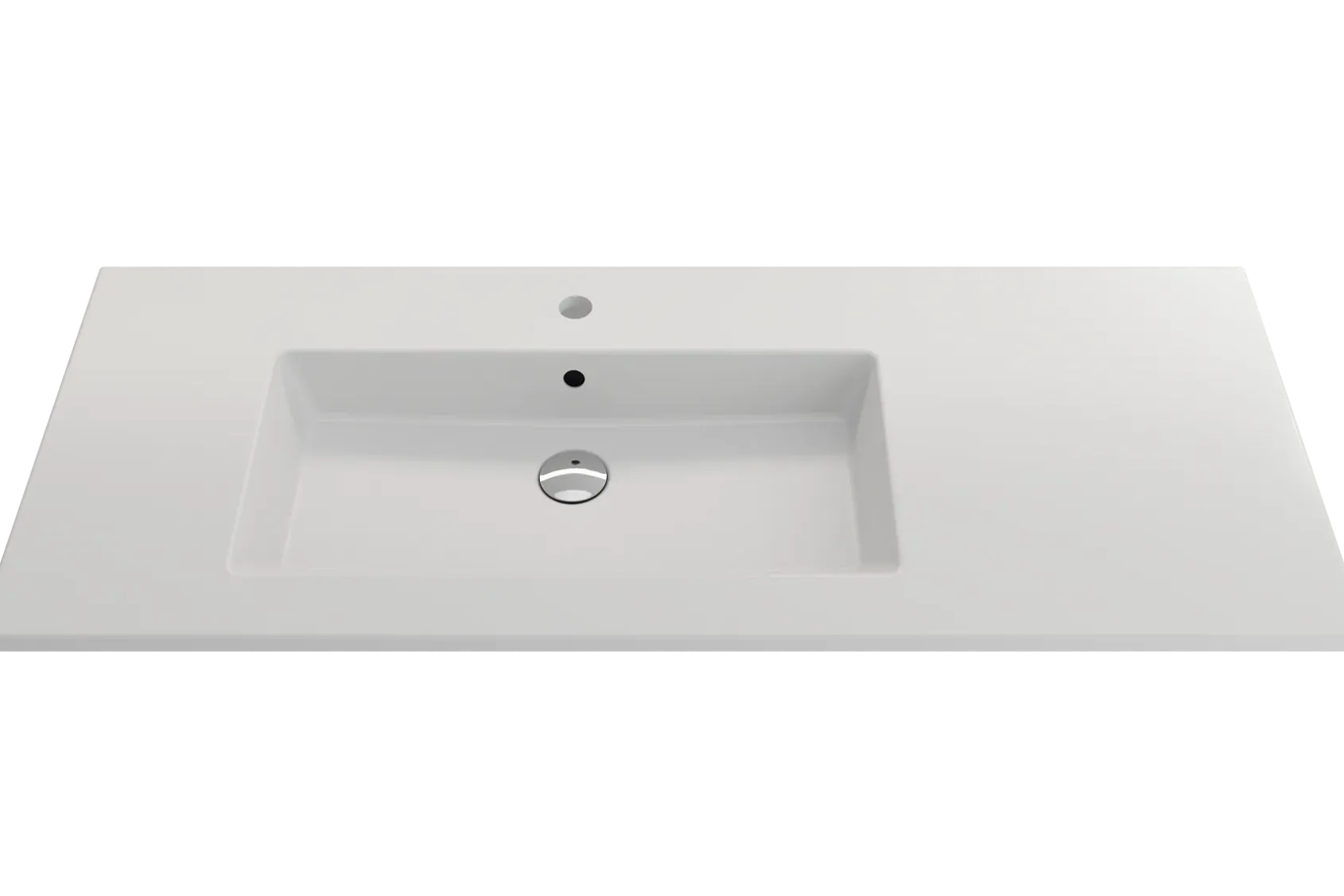 BOCCHI Ravenna 48" Rectangle Wallmount Fireclay Bathroom Sink, Matte White, Single Faucet Hole, 1305-002-0126