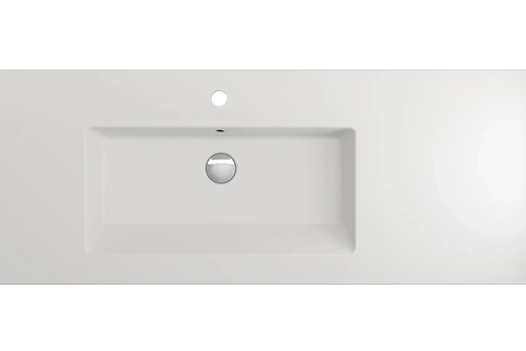 BOCCHI Ravenna 48" Rectangle Wallmount Fireclay Bathroom Sink, Matte White, Single Faucet Hole, 1305-002-0126